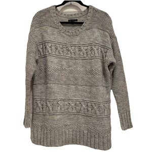 American Eagle Womens‎ Gray Chunky Knit Pullover Sweater Size M Crochet